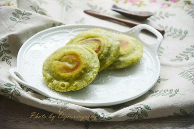 艾草豆沙煎饼