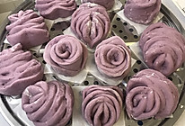 #餐桌上的春日限定#紫薯玫瑰花爱心馒头的做法