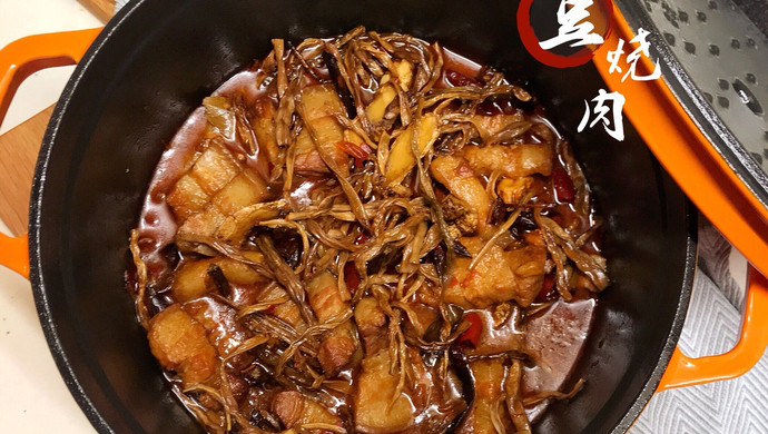 家常小菜 干豇豆烧肉（珐琅锅）