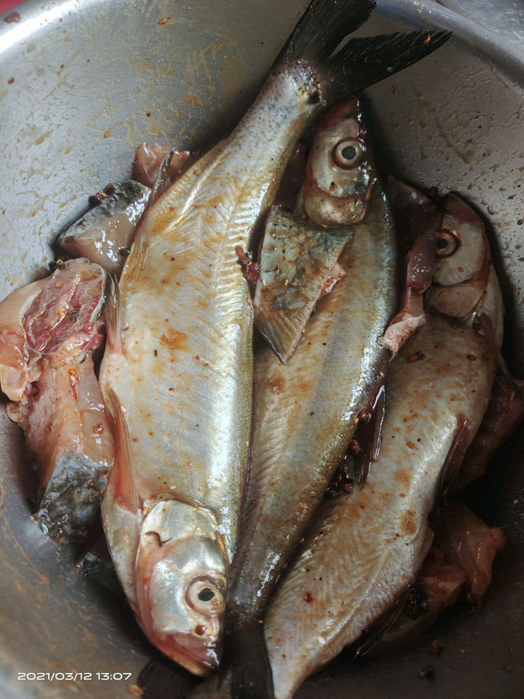 糍粑鱼～腌制过程的做法