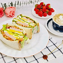 #女神野餐记#春日野餐必备！虾饼鸡蛋三明治，简单易做