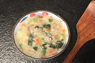 蔬菜肉末粥——满满的春天