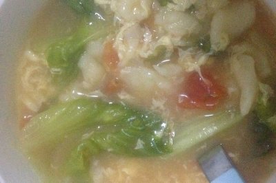 西红柿青菜疙瘩汤