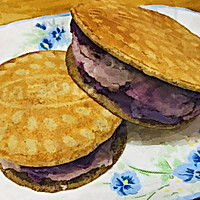 #营养小食光#紫薯芋泥黑麦铜锣烧的做法图解3