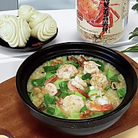 #秋日品蟹 邂逅好味道#早餐｜鲜虾青菜菌菇粥的做法图解7