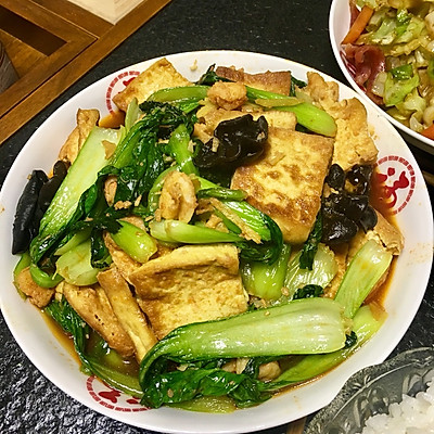 虾仁烧豆腐小白菜