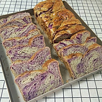 #春季减肥，边吃边瘦#双色吐司面包～紫薯大理石纹理的做法图解20