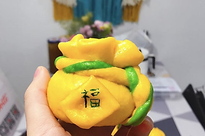 让你福气满满的福袋豆沙包