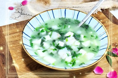 鳕鱼荠菜豆腐羹