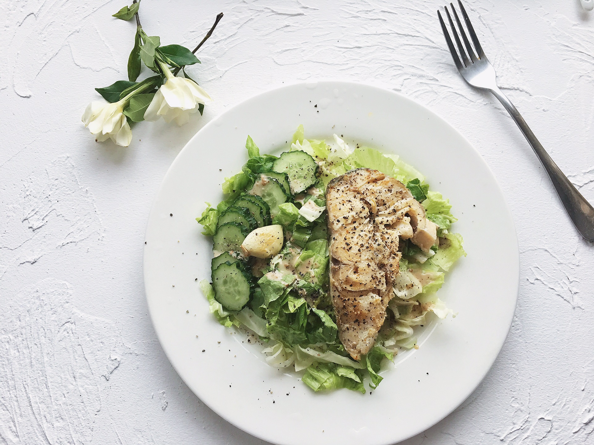 Pan fried codfish fillet