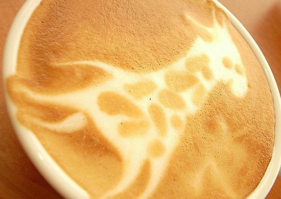 咖啡拉花：创意小长颈鹿