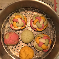 彩色绣球馒头的做法图解3