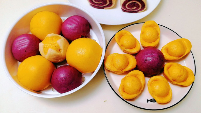 紫薯馒头，南瓜馍馍