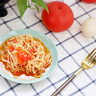 番茄烩金针菇，低脂好味零厨艺不失败
