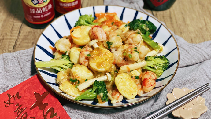 三鲜日本豆腐炒虾仁