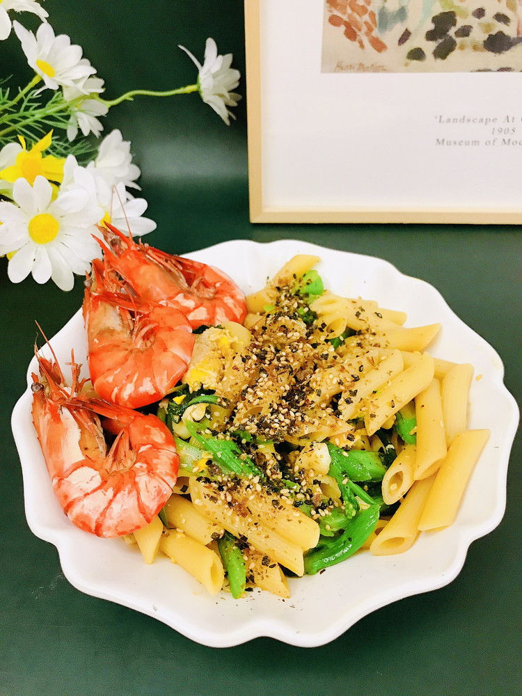 鲜虾菜心意面的做法