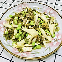 清清爽爽的茭白毛豆咸菜炒肉片（鞭笋）的做法图解6