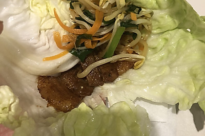 菜包肉，香煎五花肉