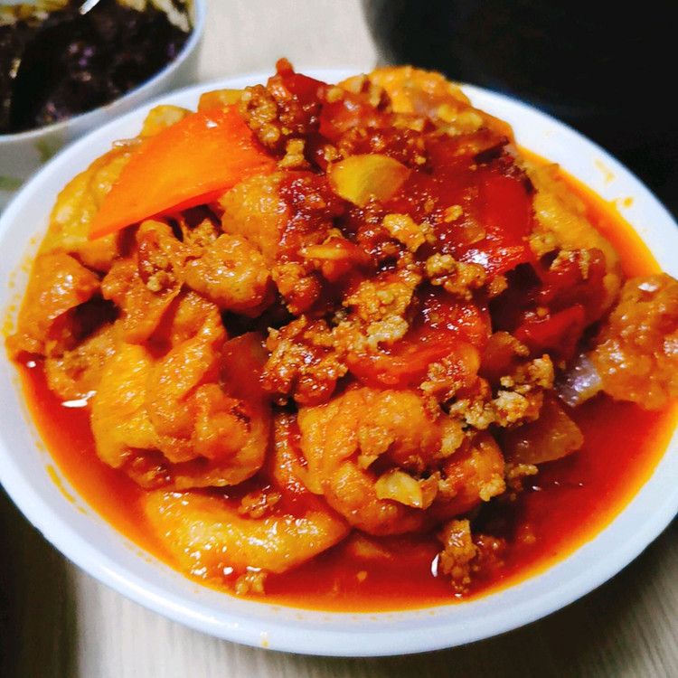 【家常菜】【下饭菜】——茄汁肉末油豆腐的做法