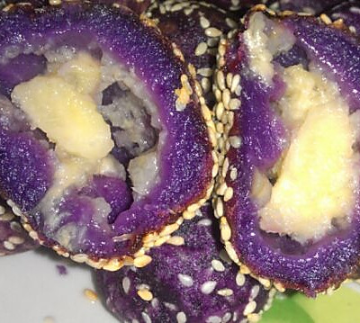紫薯香蕉麻团