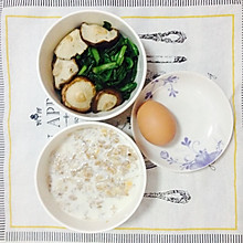 【健身早餐】燕麦牛奶+青菜蘑菇+鸡蛋