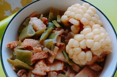 红烧肉炖豆角杏鲍菇