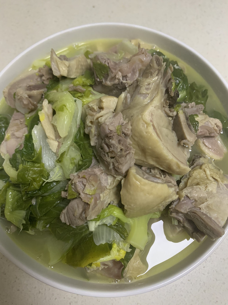 盐水鸭烧青菜的做法