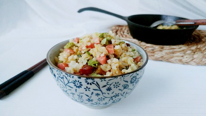 蒜火腊肠青菜饭