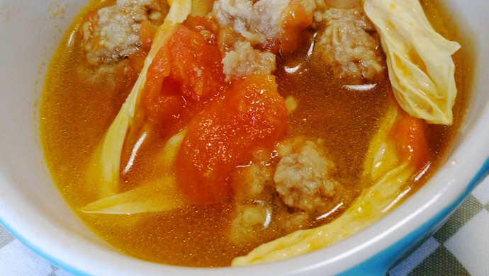 西红柿腐竹肉圆汤