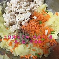 宝宝辅食，黑胡椒鸡肉蔬菜饼的做法图解4