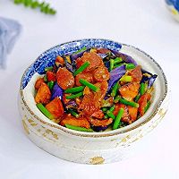 #我们约饭吧#腊肠茄子炒蒜薹的做法图解15