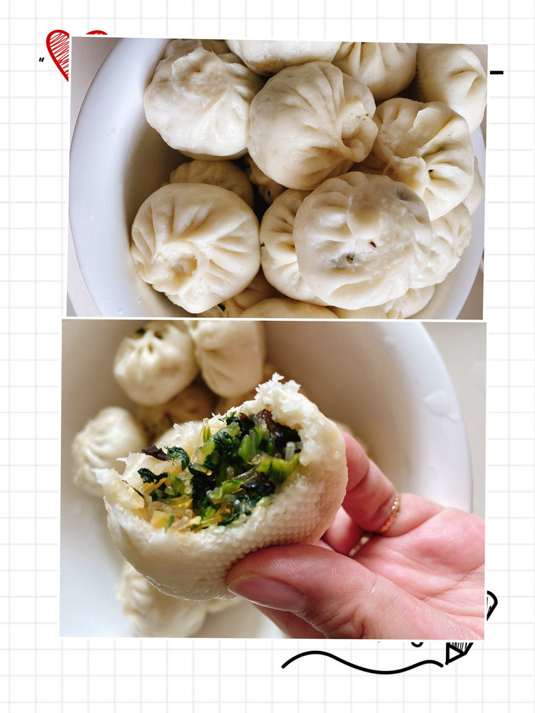 特别适合夏天吃的小白菜木耳粉丝鸡蛋包子的做法