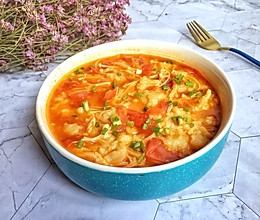 #美食新势力#番茄金针菇疙瘩汤的做法