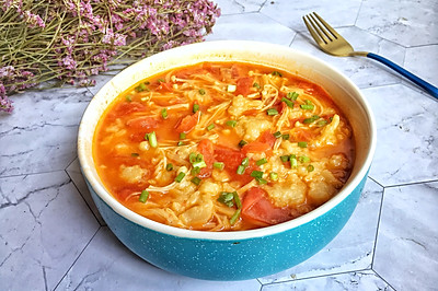 番茄金针菇疙瘩汤
