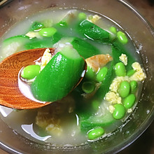 丝瓜毛豆煎蛋汤——夏日时令鲜 #花10分钟，做一道菜！#