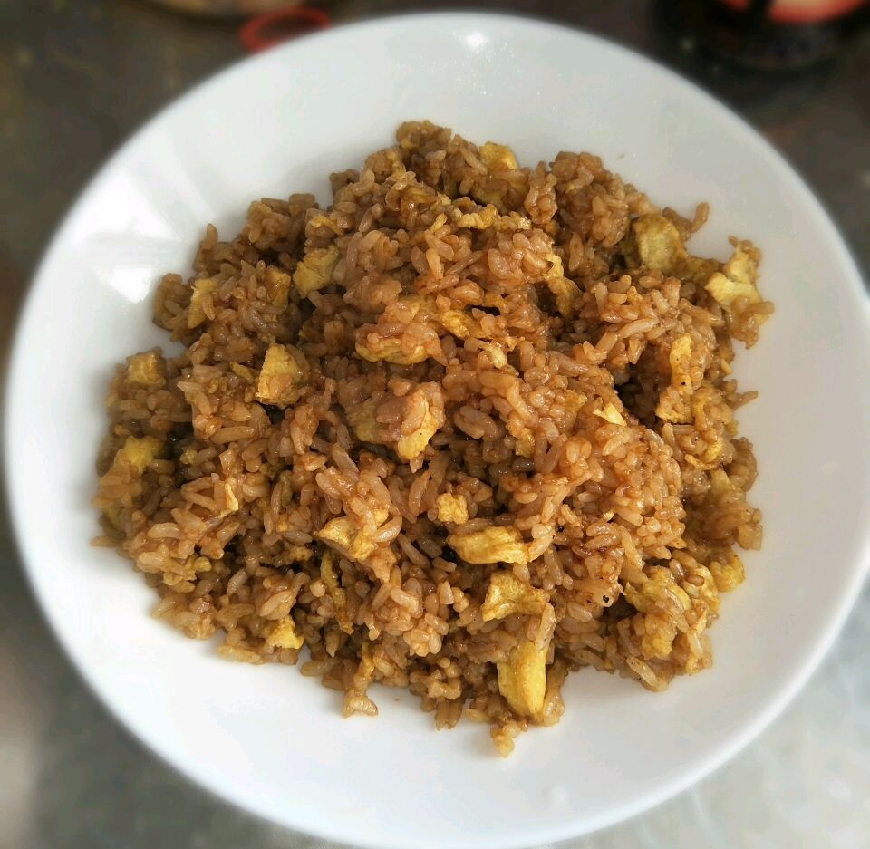 Convenient and fast. Delicious and full - fried rice with soy sauce