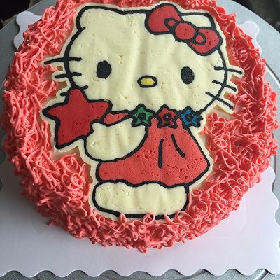 奶油霜转印蛋糕-hello Kitty 小猫