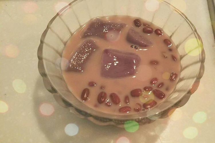 蜜豆·紫薯圆子·奶茶的做法