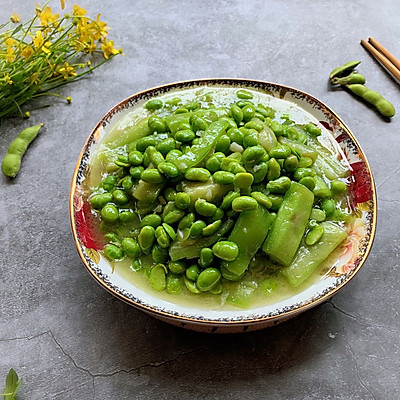 家常菜-豆米炒丝瓜