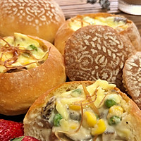 蘑菇火腿丝浓汤羹 迎财神 金玉满堂面包碗的做法图解17