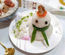 可爱的雪人饭团(萝卜干腊肠饭)的做法