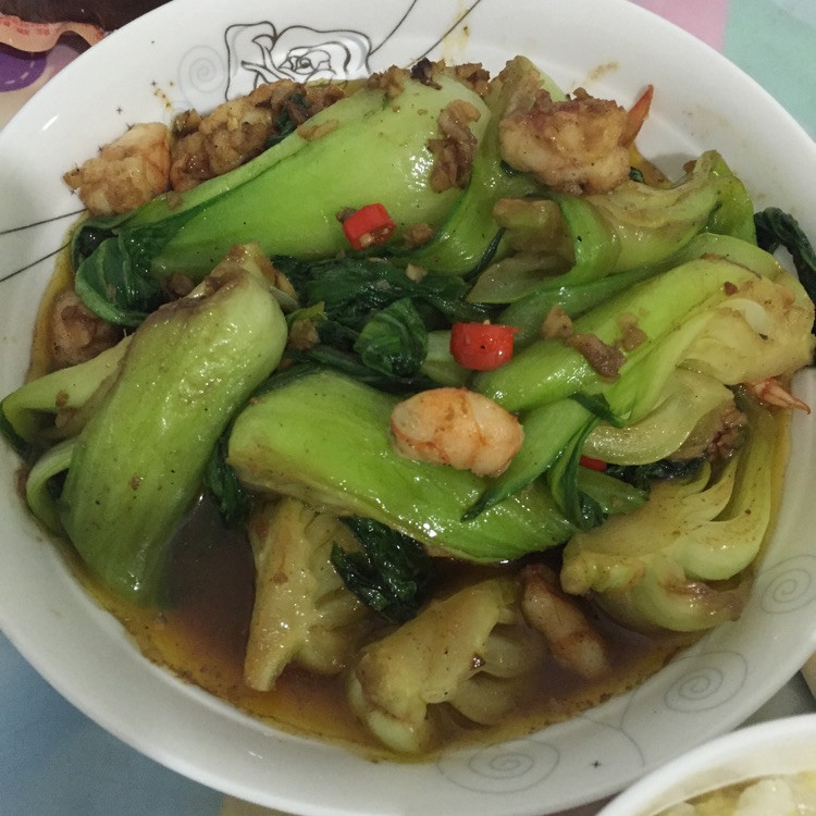 油菜扒虾仁的做法