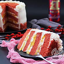 #豆果10周年生日快乐#红曲，芒果奶油蛋糕。