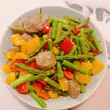 #珍选捞汁 健康轻食季#一人减脂餐-芦笋牛肉丸沙拉