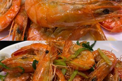 香葱姜油焖斑节虾，汁多肉弹真的好吃
