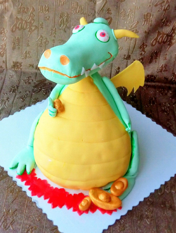 翻糖蛋糕--财神小恐龙