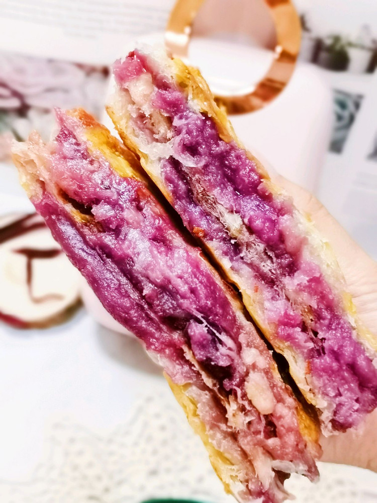 好吃的紫薯芋泥酥饼(手抓饼版)的做法