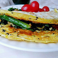 红柿绿菜粘蛋饼的做法图解18