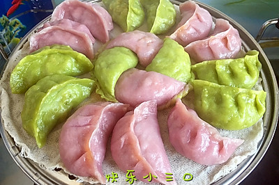 彩色鸡肉蒸饺