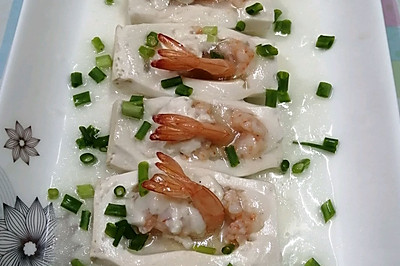 水豆腐蒸凤尾虾